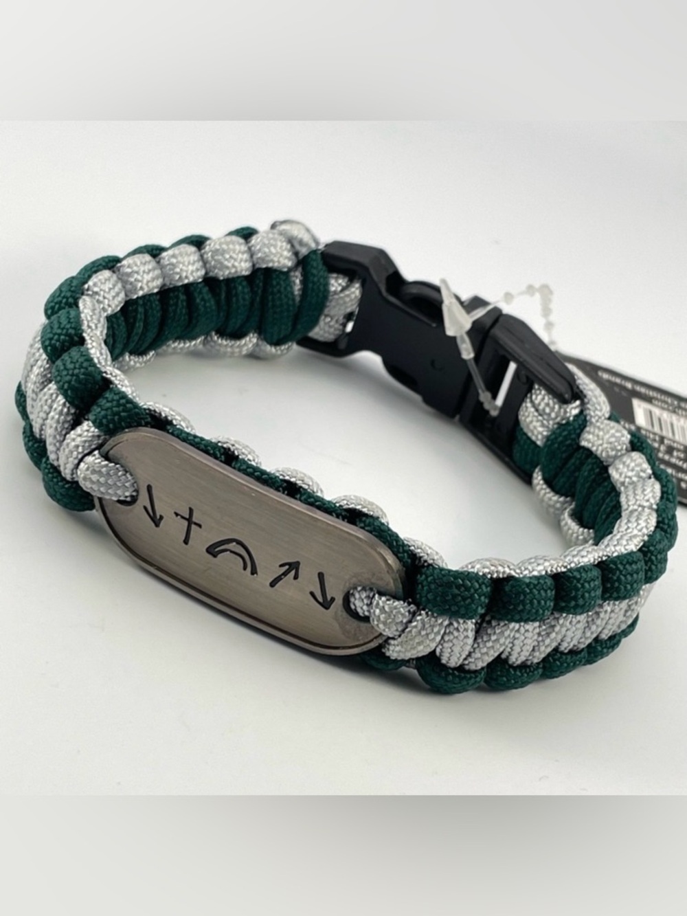 Witness Survivor Paracord Bracelet Green Gray Faith Message Symbol Tag